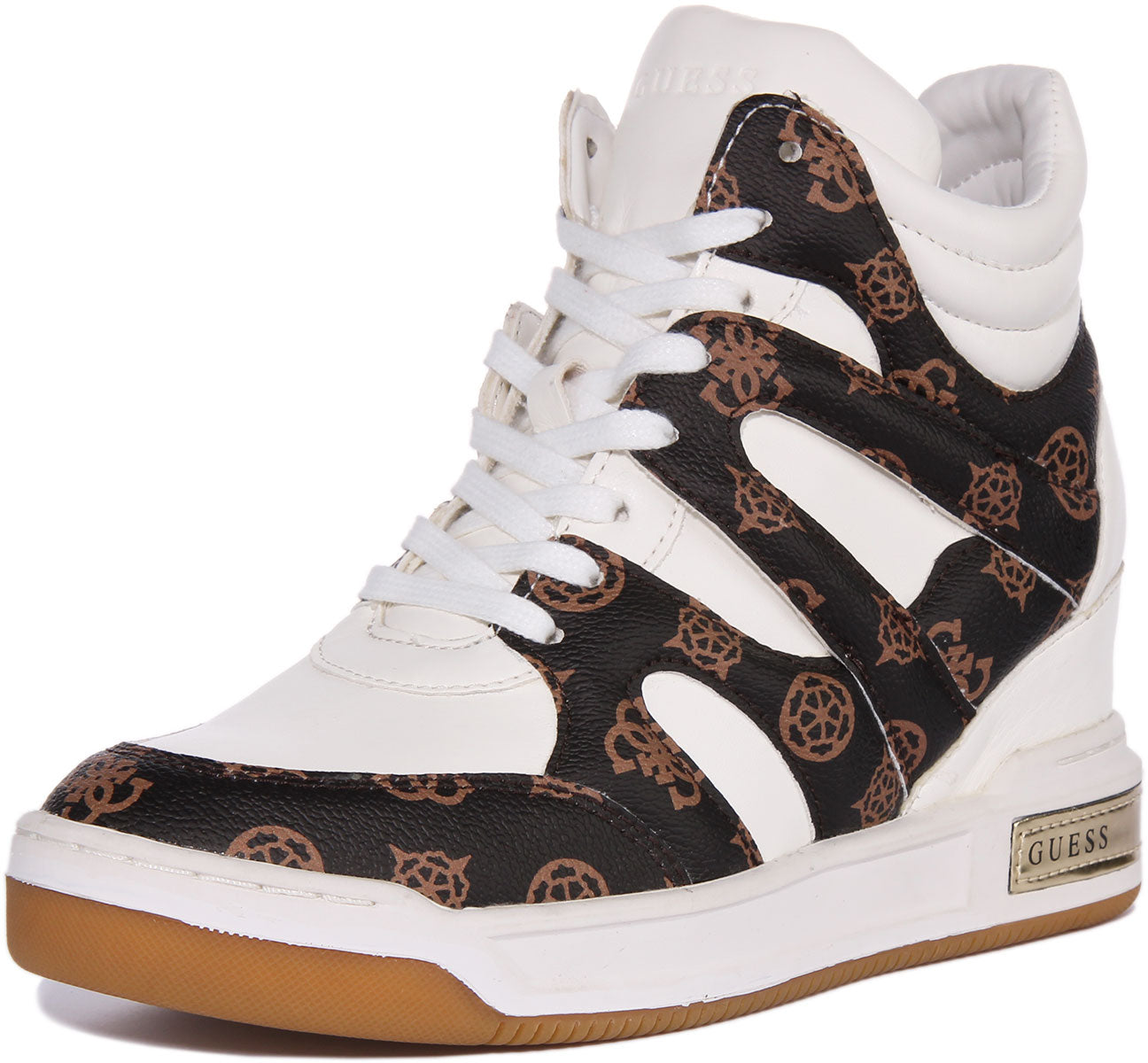 Guess Fl8Lissmf12 Wedge Lisa White Brown For Women Guess Trainers 4feetshoes