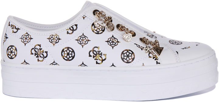 Guess Betrix2 Zapatillas con cordones en piel sintética con logo 4G para mujer en blanco marrón