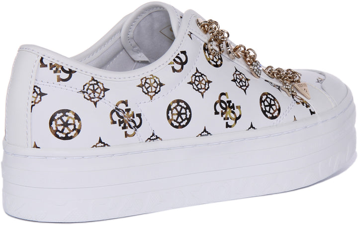 Guess Betrix2 Zapatillas con cordones en piel sintética con logo 4G para mujer en blanco marrón