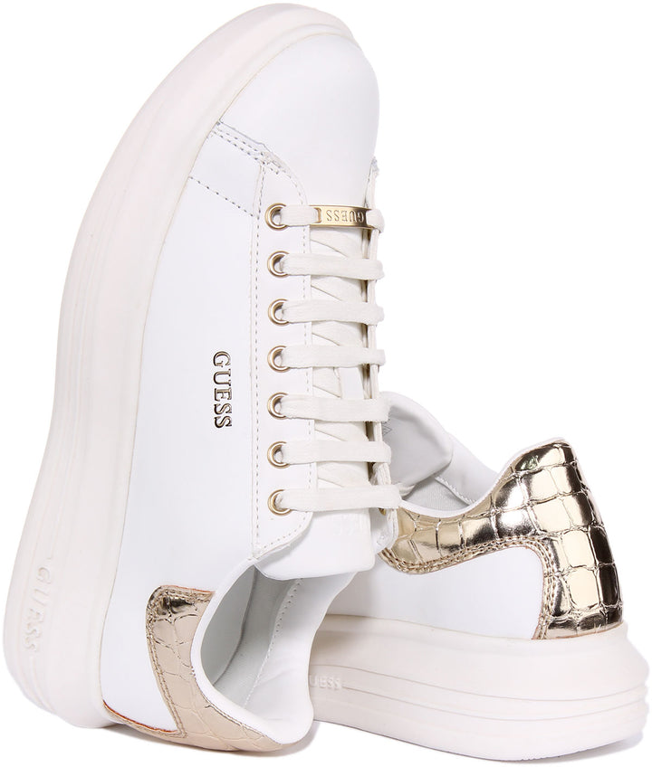 Guess Vibo Trainer In White Gold For Women