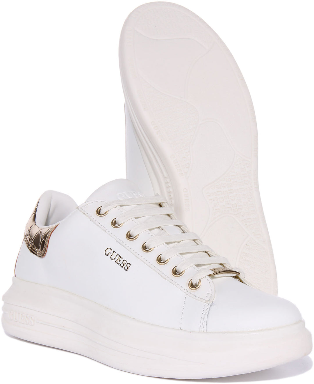 Guess Vibo Trainer In White Gold For Women