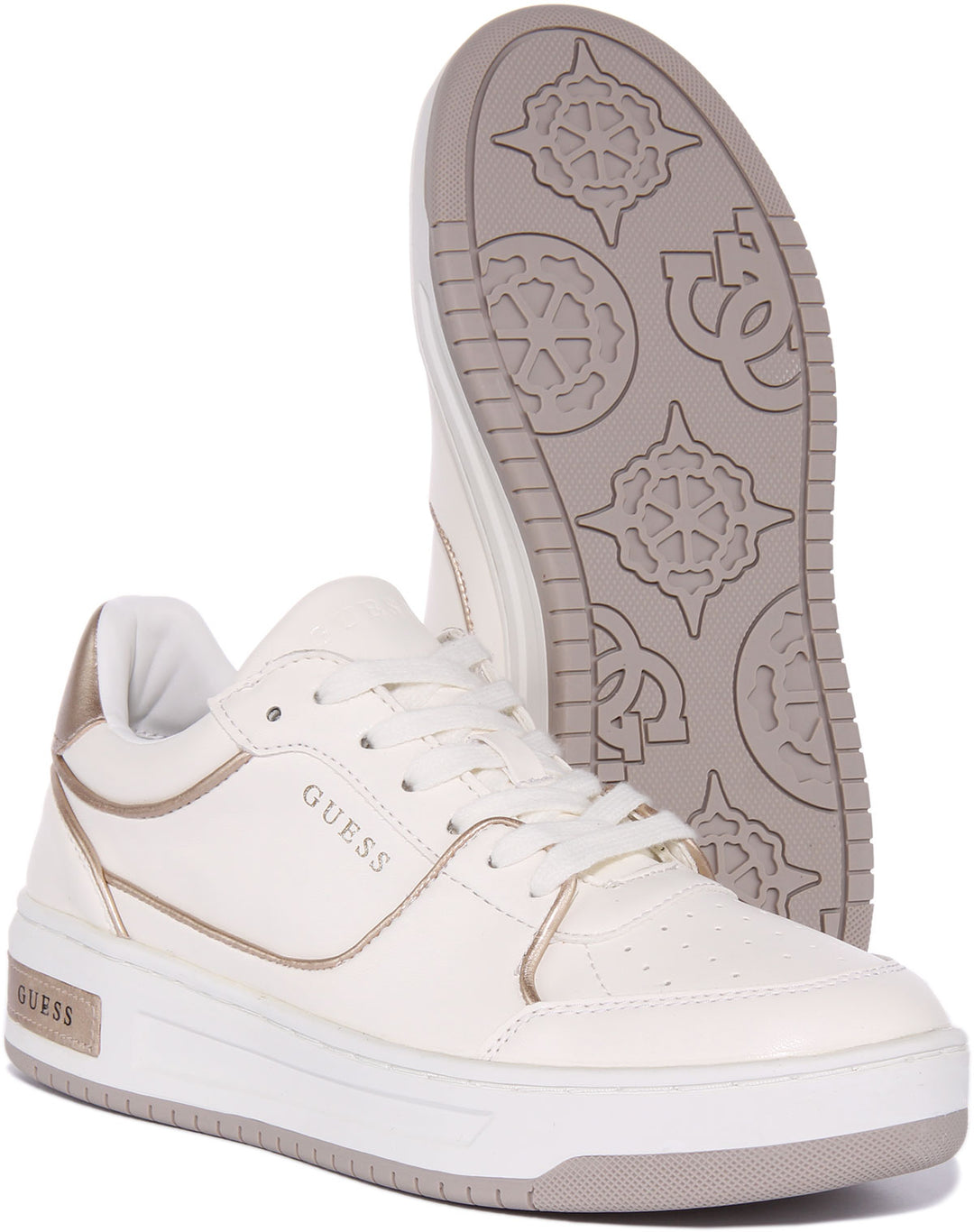 Guess Tokyo Trainer In White Gold For Women