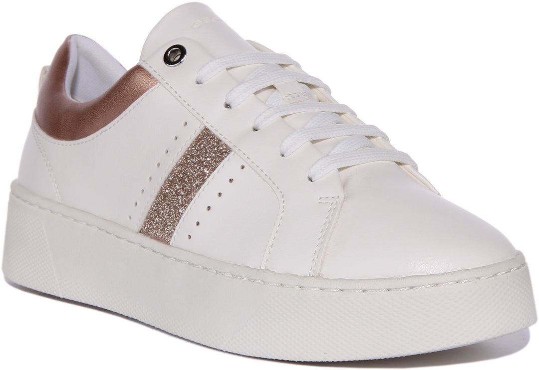 solamente Goma todos los días Geox D Skyely A In White Gold For Women | Low Profile Trainers – 4feetshoes