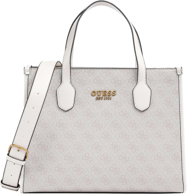 Guess Silvanna Tote Bag In White Beige For Women