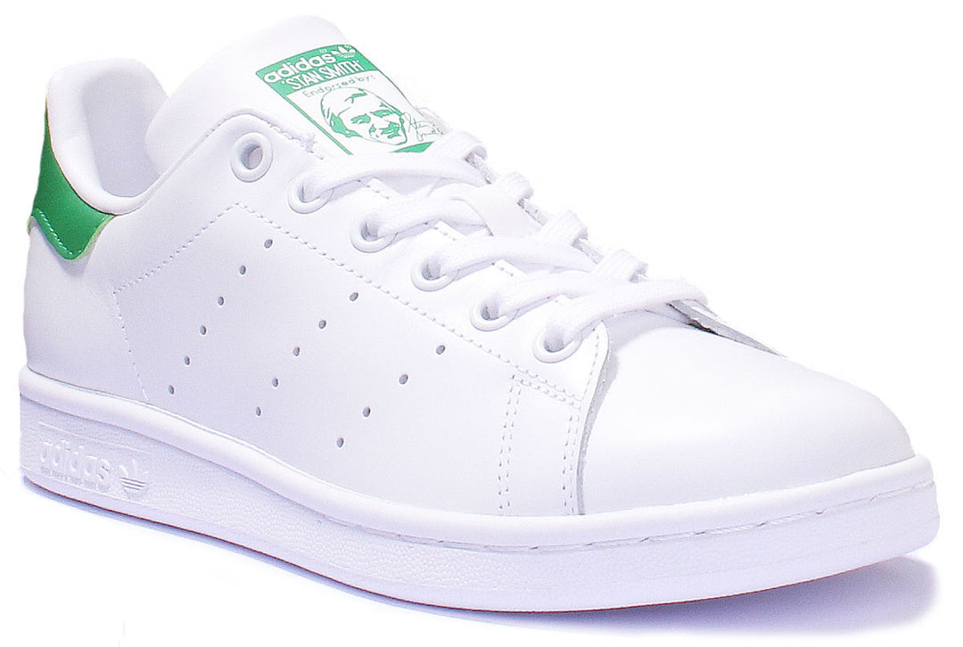Adidas Stan Smith Leather Trainers In White Green For Women