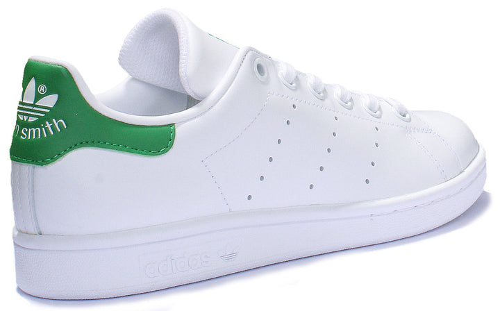 Adidas Stan Smith Zapatillas de deporte casuales de cuero con cordones para mujer en blanco verde