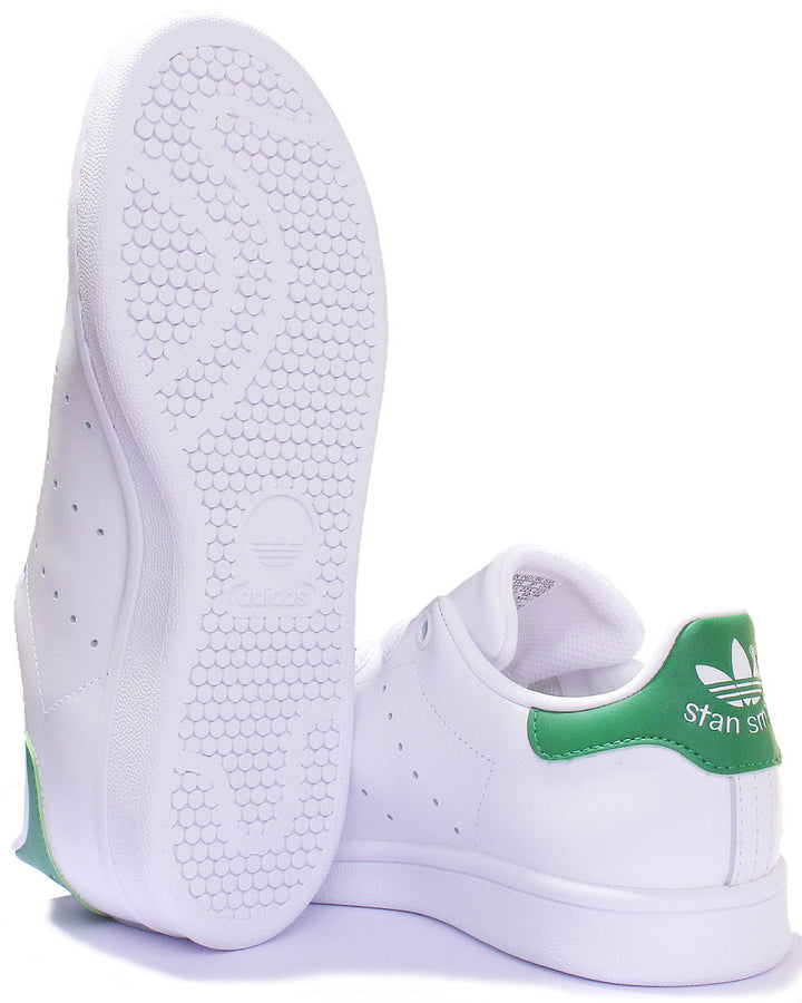 Adidas Stan Smith Zapatillas de deporte casuales de cuero con cordones para mujer en blanco verde