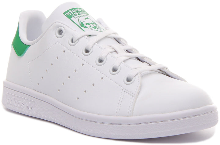 Adidas Stan Smith J In White Green For Junior