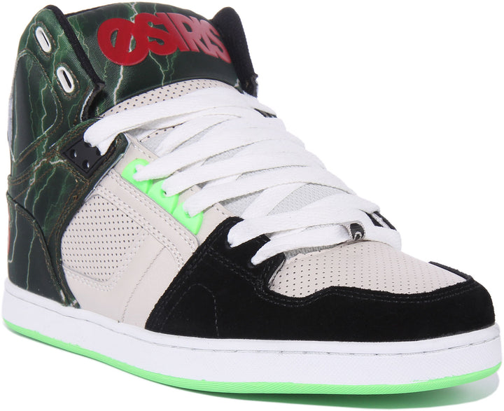 Osiris NYC 83 Clk Zapatillas de deporte de charol con cordones para hombre en blanco verde