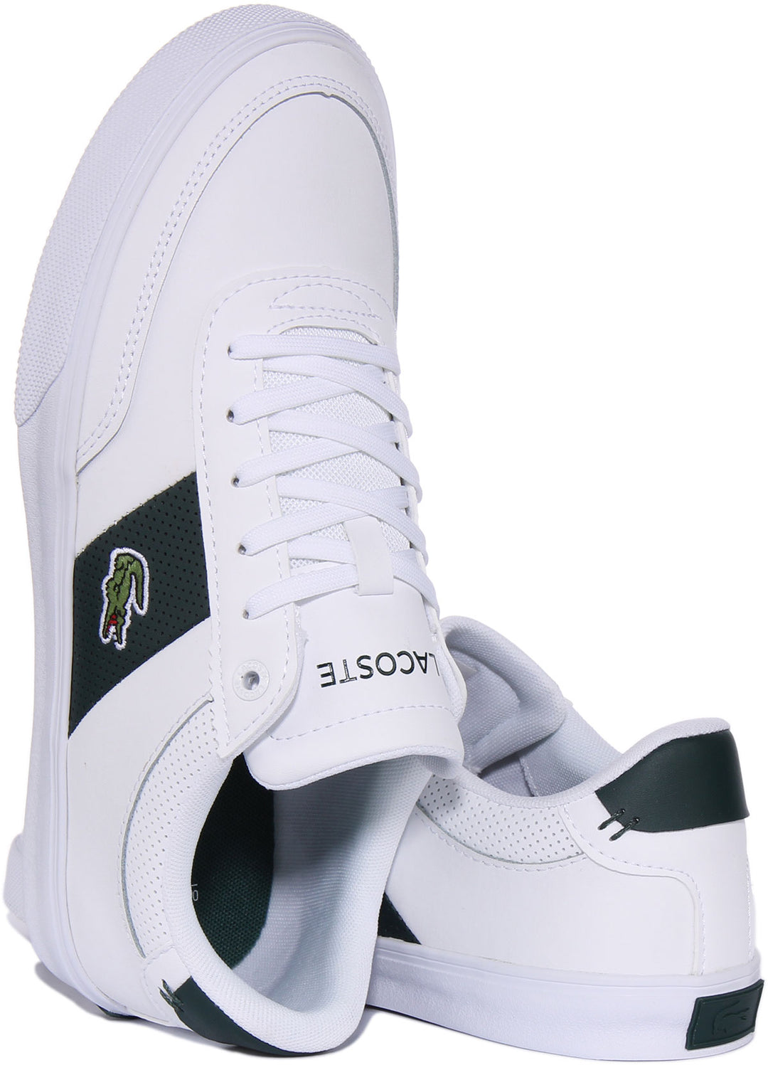 Lacoste Court Master Pro 1231 Zapatillas de cuero con cordones para hombre en blanco verde