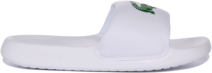 Lacoste Serve Sandalia deslizante sintética croco para hombre en blanco verde