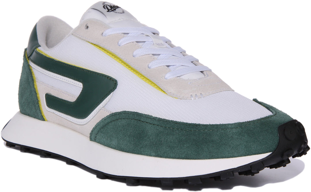 Diesel S-Racer LC In White Green For Men Cushioned Midsole