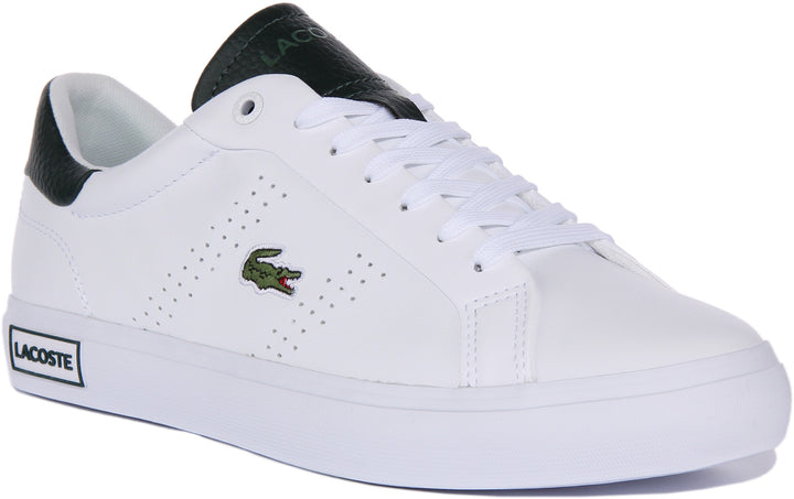 Lacoste Powercourt 2.0 Trainers In White Green For Men