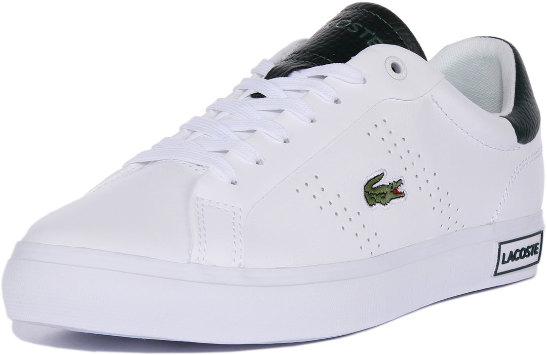 Lacoste Powercourt 2.0 Trainers In White Green For Men