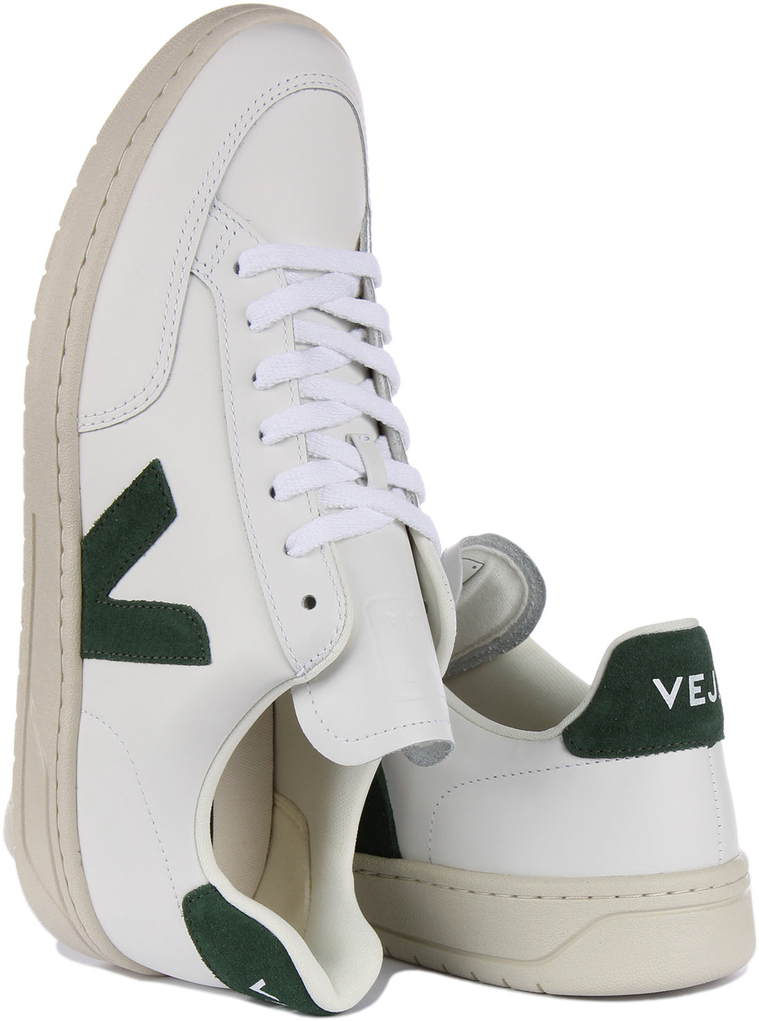 Veja V12 Scarpe da ginnastica allacciate in pelle da uomo in bianco verde