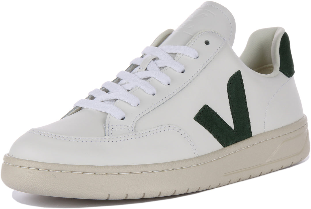 Veja V12 Scarpe da ginnastica allacciate in pelle da uomo in bianco verde