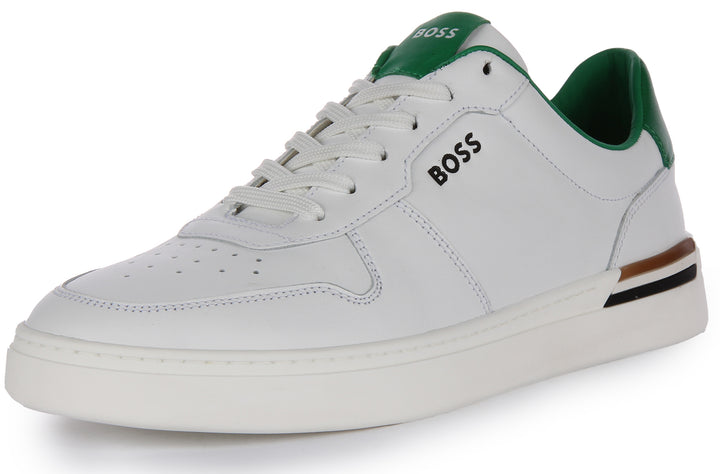 Boss Clint Tenn LTVP Scarpe da ginnastica allacciate con suola in pelle da uomo in bianco verde