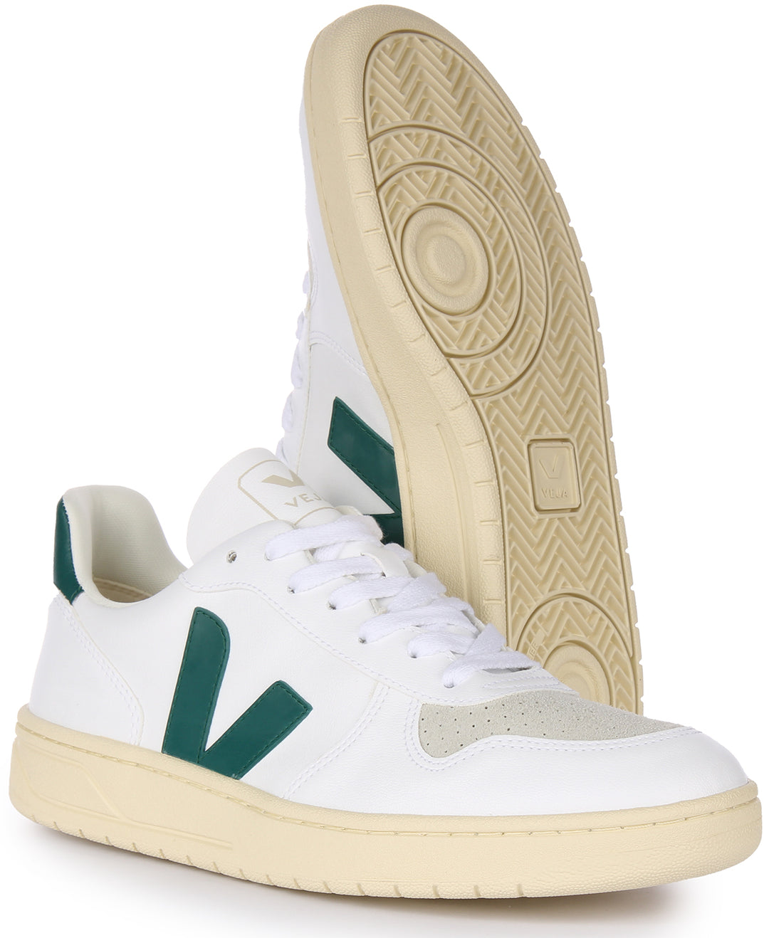 Veja V-10 Cwl Brittany In White Green For Men Organic Leather