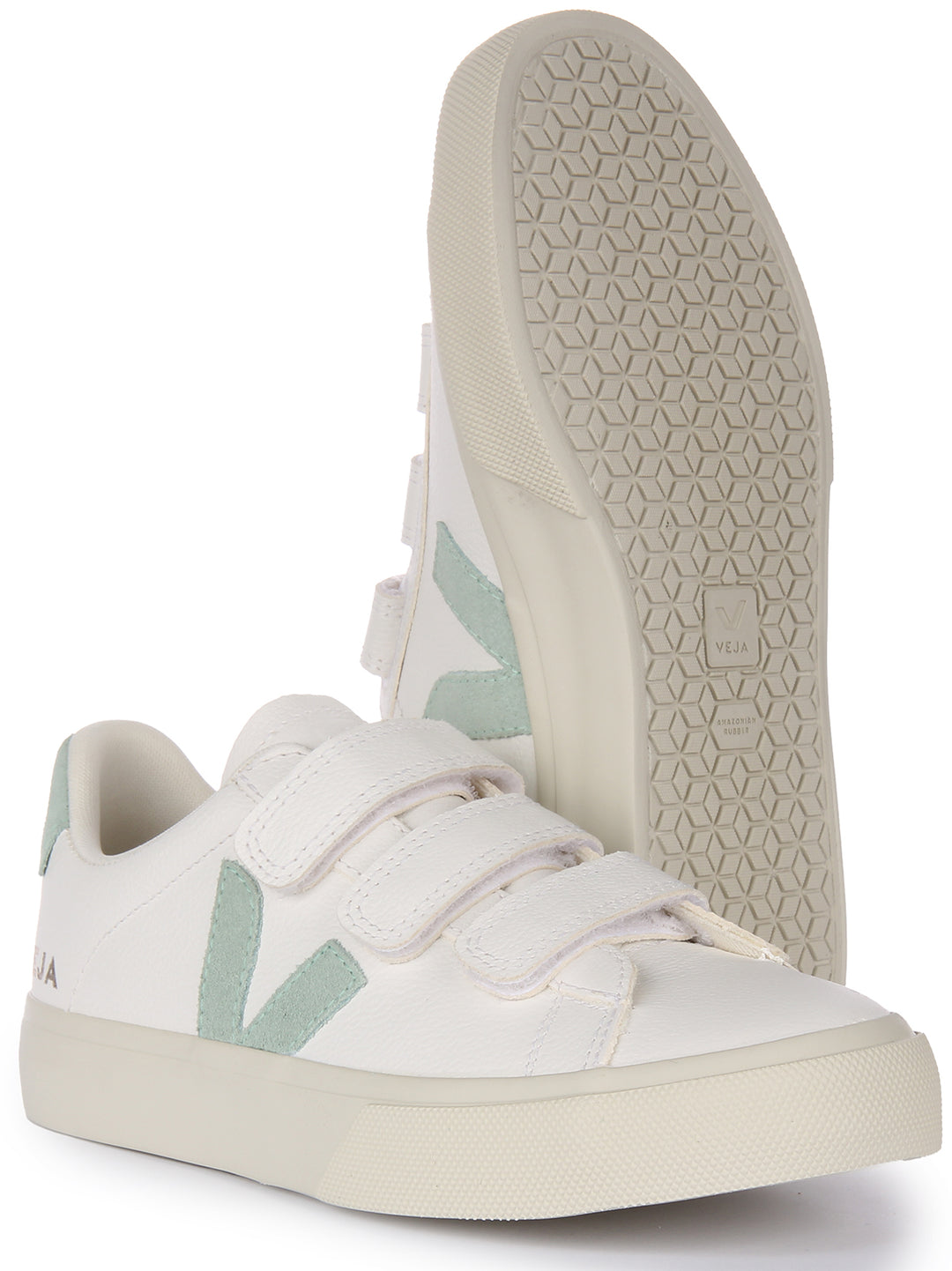Veja Recife Chromefree In White Green For Women Velcro Strap