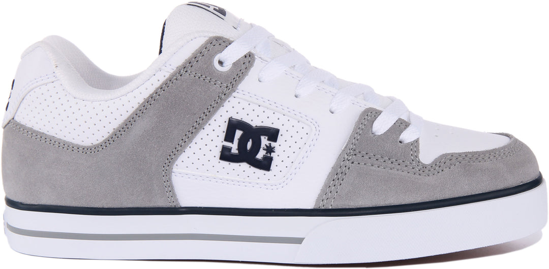 Dc Shoes Pure In White Grey For Men  Lace Up Side Logo Trainers –  4feetshoes
