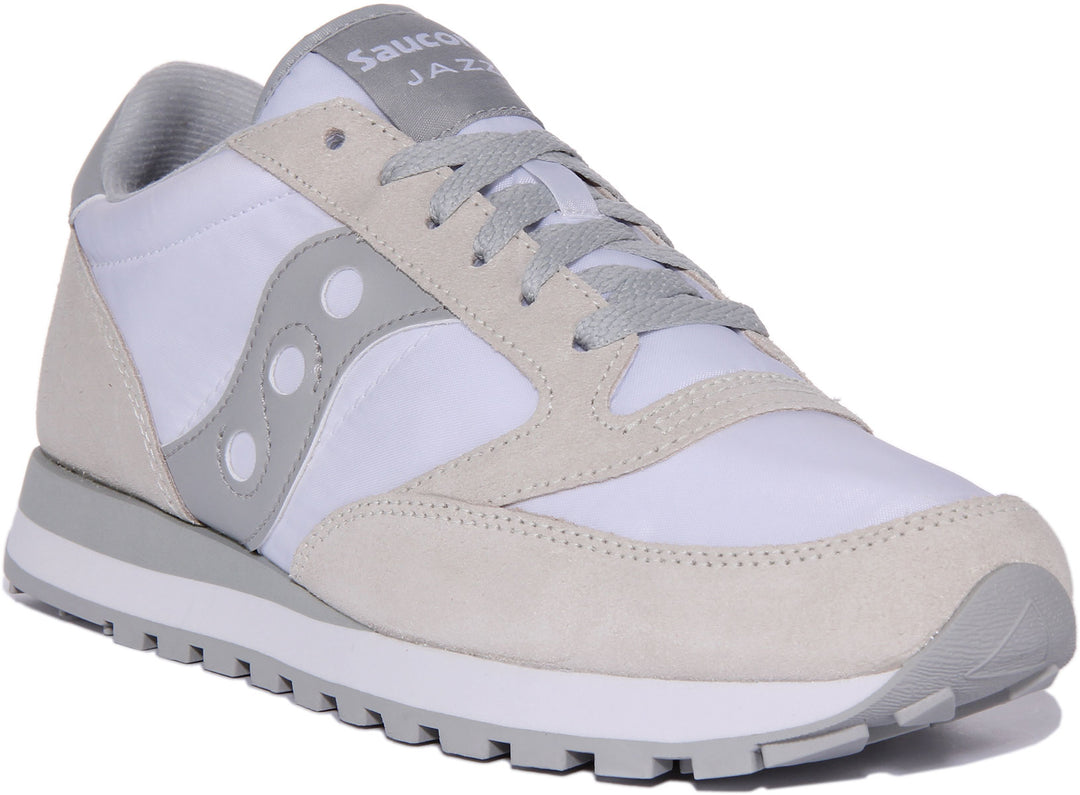 Saucony Jazz Original In White Grey For Men 80s Retro Trainers