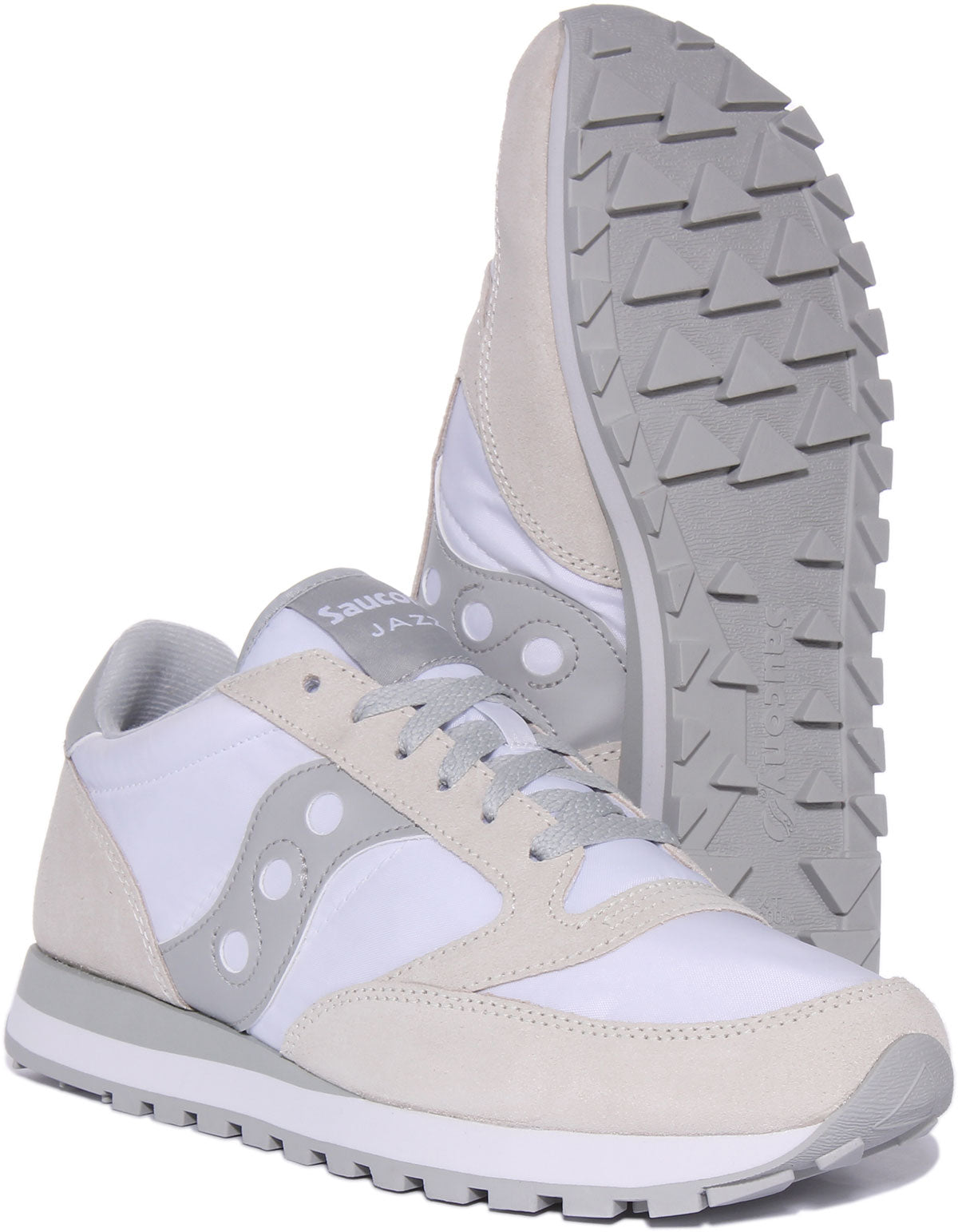 Saucony Jazz Original In White Grey For Men 80s Retro Trainers 4feetshoes