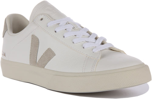 Veja Campo Baskets chromefree en cuir à lacets pour hommes en blanc gris