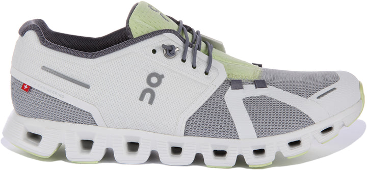 On Running Cloud 5 Push Zapatillas deportivas con cordones para hombre en blanco gris