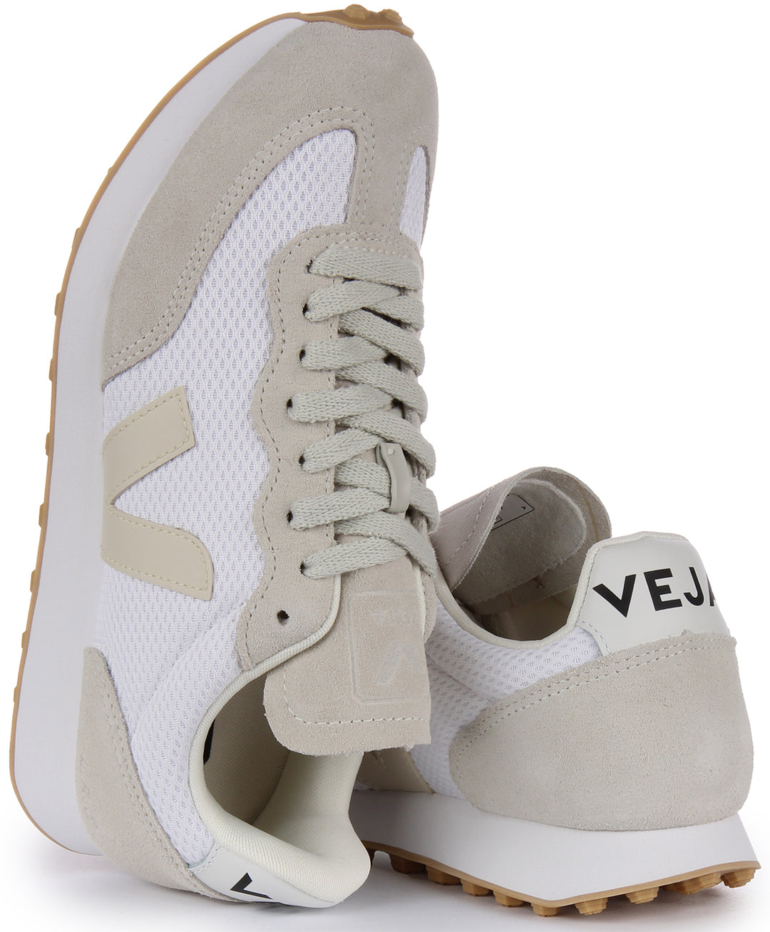 Veja Rio Branco Alveomesh Zapatillas con cordones de poliéster reciclado para mujer en blanco gris