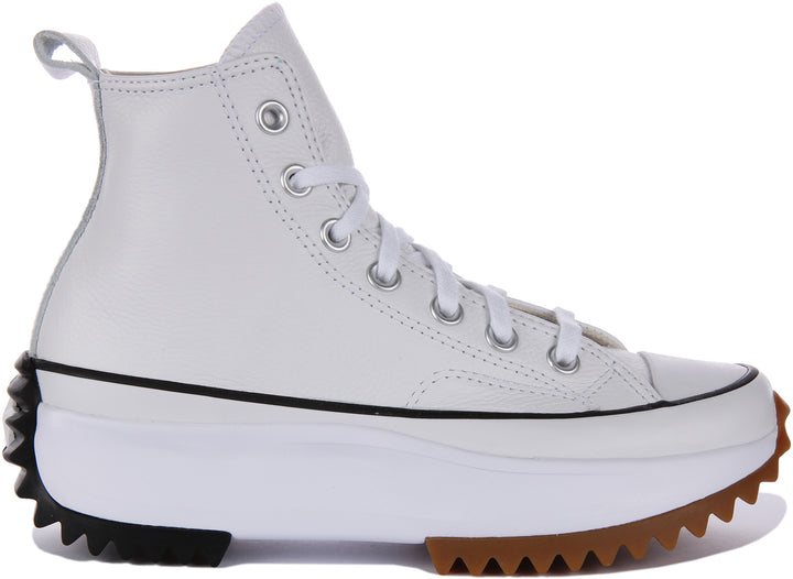 Converse Run Star Hike Foundational Leather Baskets à lacets à plateforme poure en blanc gomme