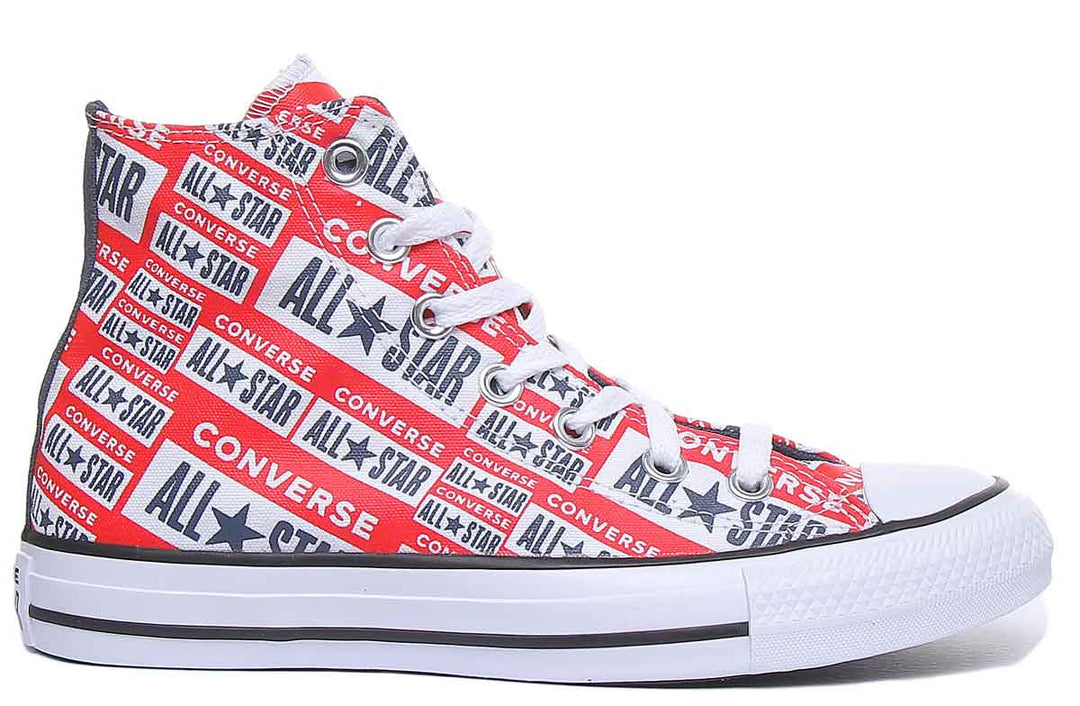 Converse 166984C CT All Star Logo All Over Hi Trainer In White Multi For Women