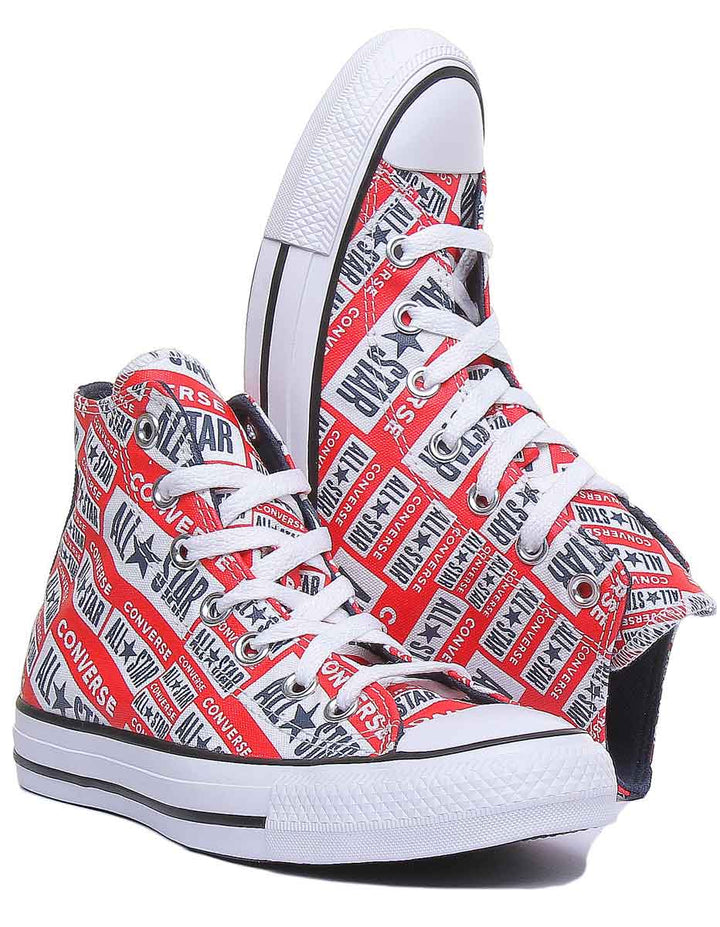 Converse Chuck Taylor All Star Hi Logo Zapatillas de deporte con cordones para mujer en blanco multi