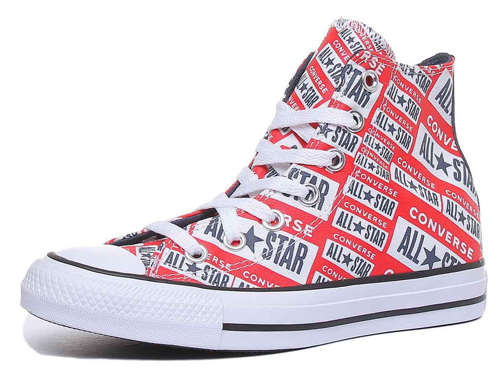Converse 166984C CT All Star Logo All Over Hi Trainer In White Multi For Women