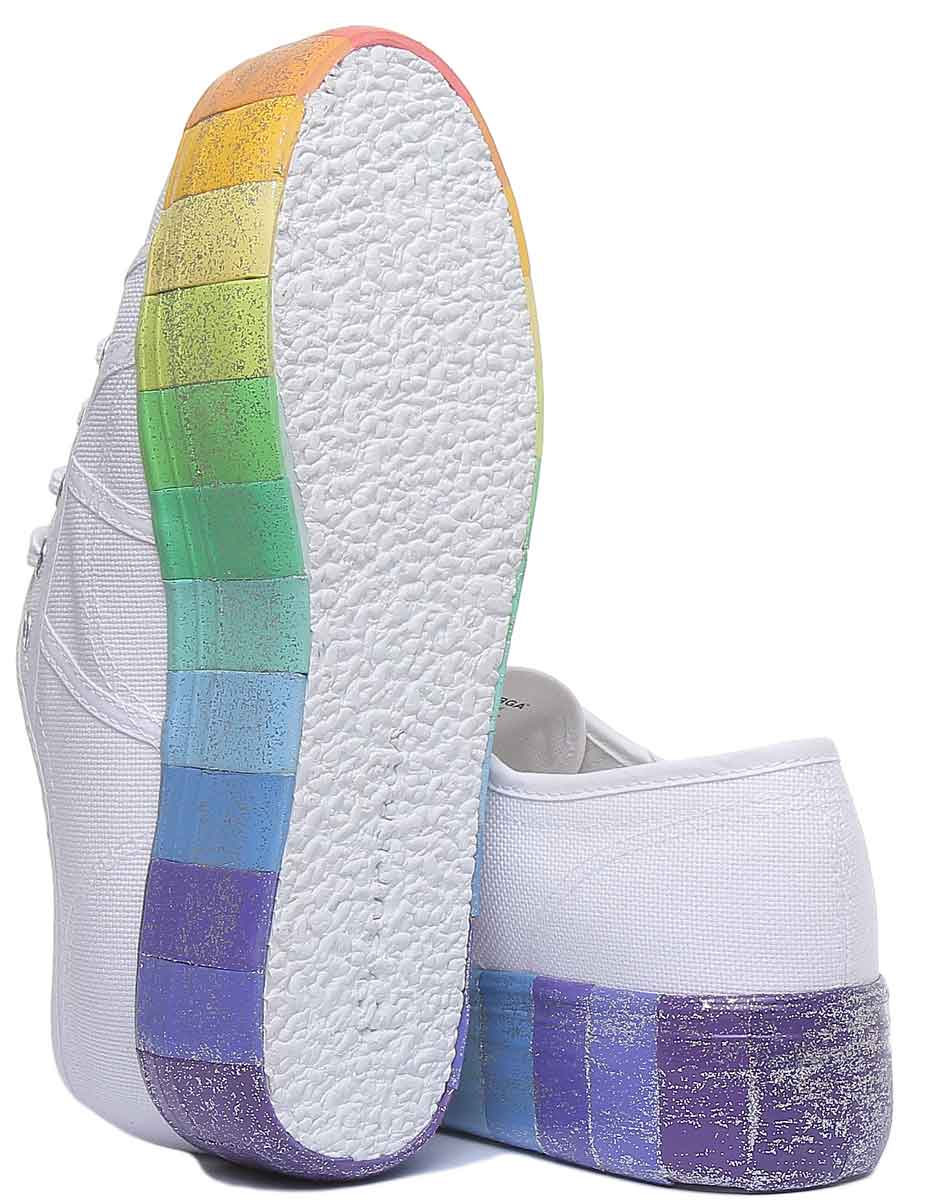 Superga 2790 blanc multicolore avec semelle à paillettes baskets décontractées pour femmes