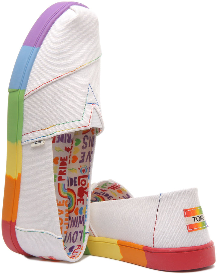 Toms Cupsole Alpargata Zapatillas de deporte veganas inspiradas en el orgullo para mujer en blanco multi