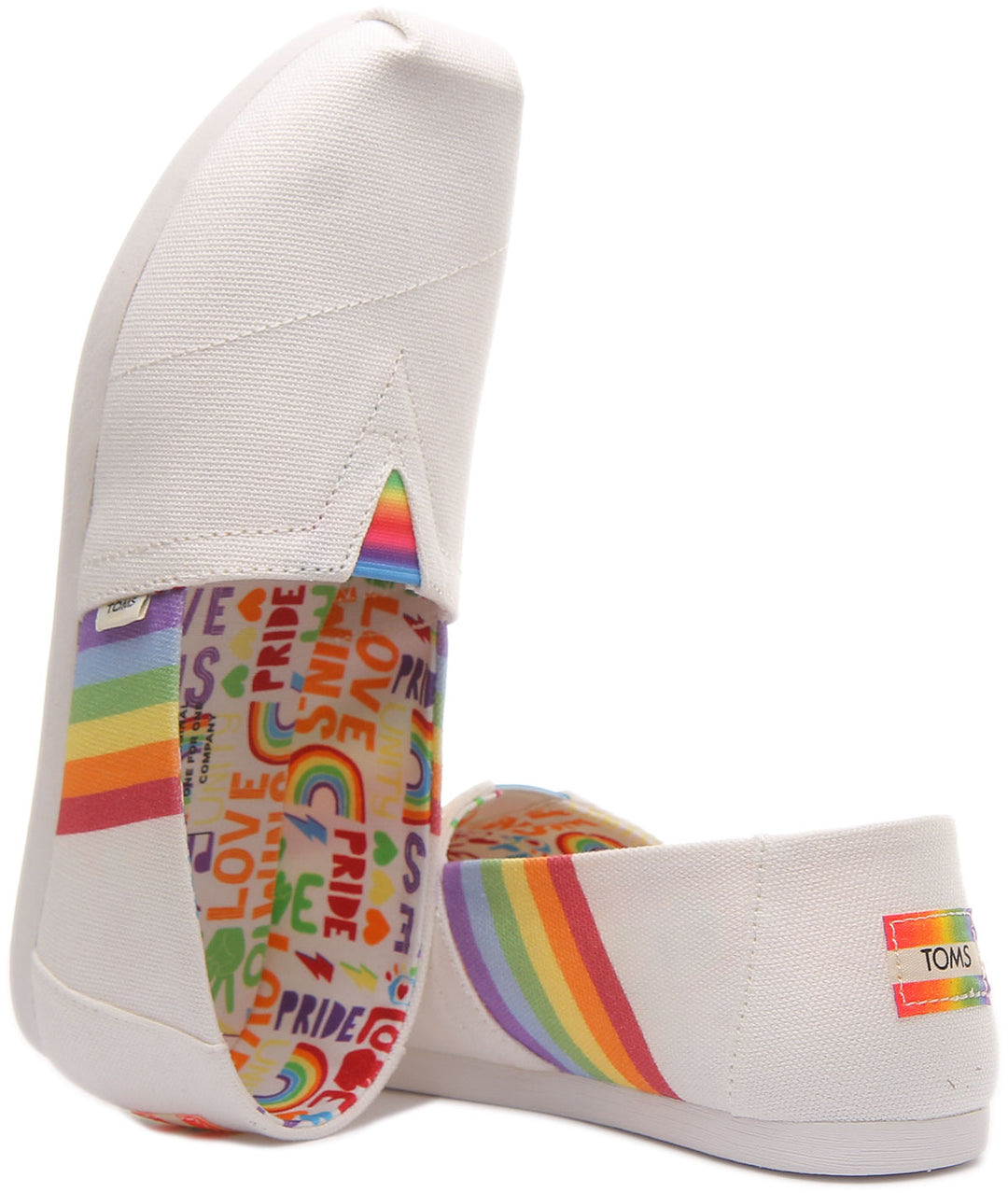 Toms Alpargata Zapatillas de deporte alpargatas veganas inspiradas en el Pride para mujer en blanco multi