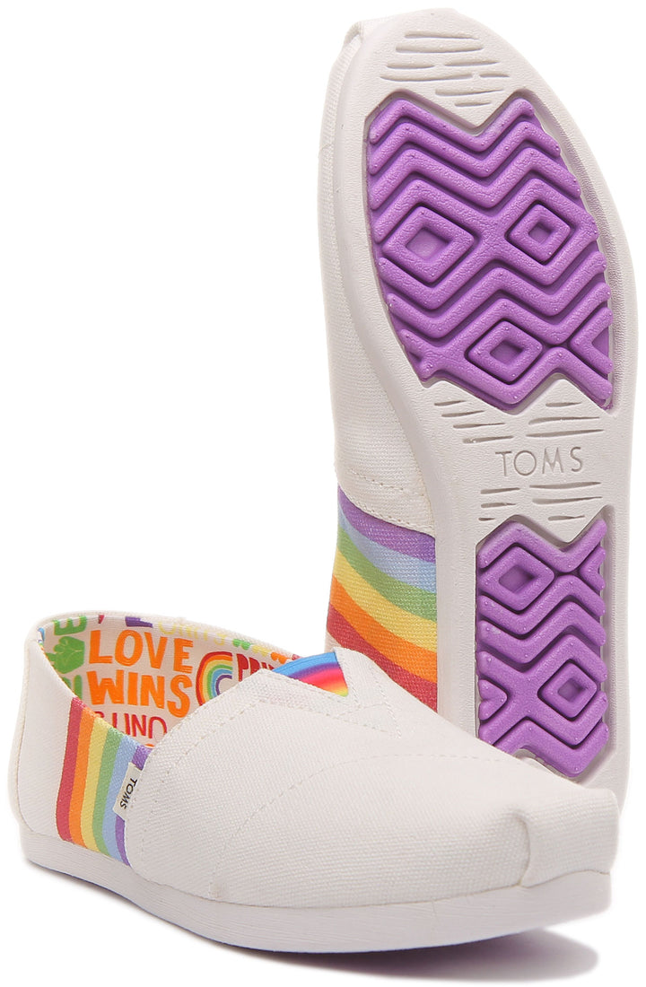 Toms Alpargata Zapatillas de deporte alpargatas veganas inspiradas en el Pride para mujer en blanco multi