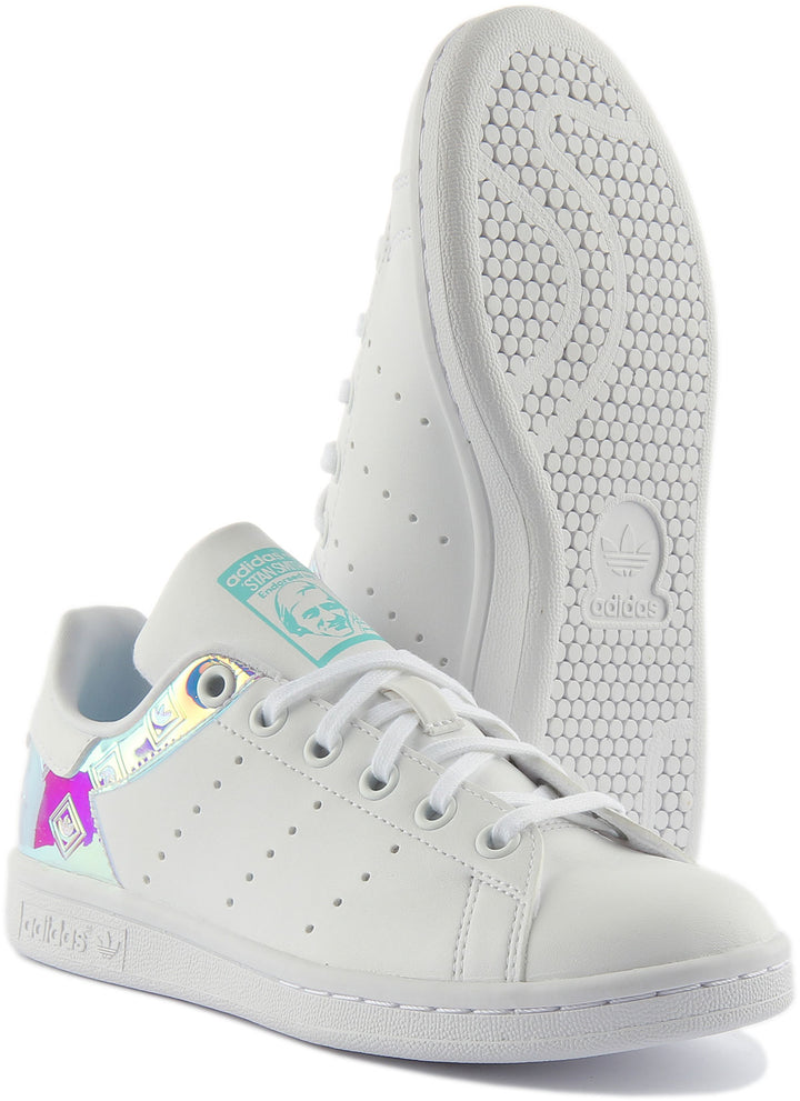 Adidas Stan Smith Baskets à lacets classiques végane Primegreen pour jeunes en blanc multi