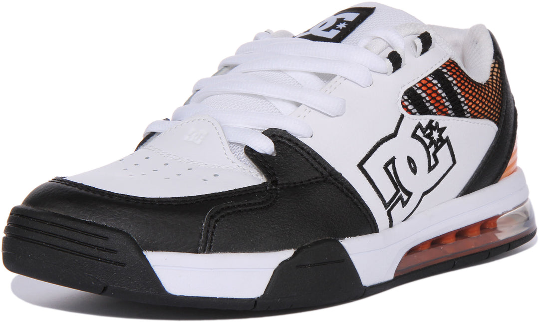 DC Shoes Versatile Baskets de skate Air Bag en cuir à lacets pour hommes en blanc multi