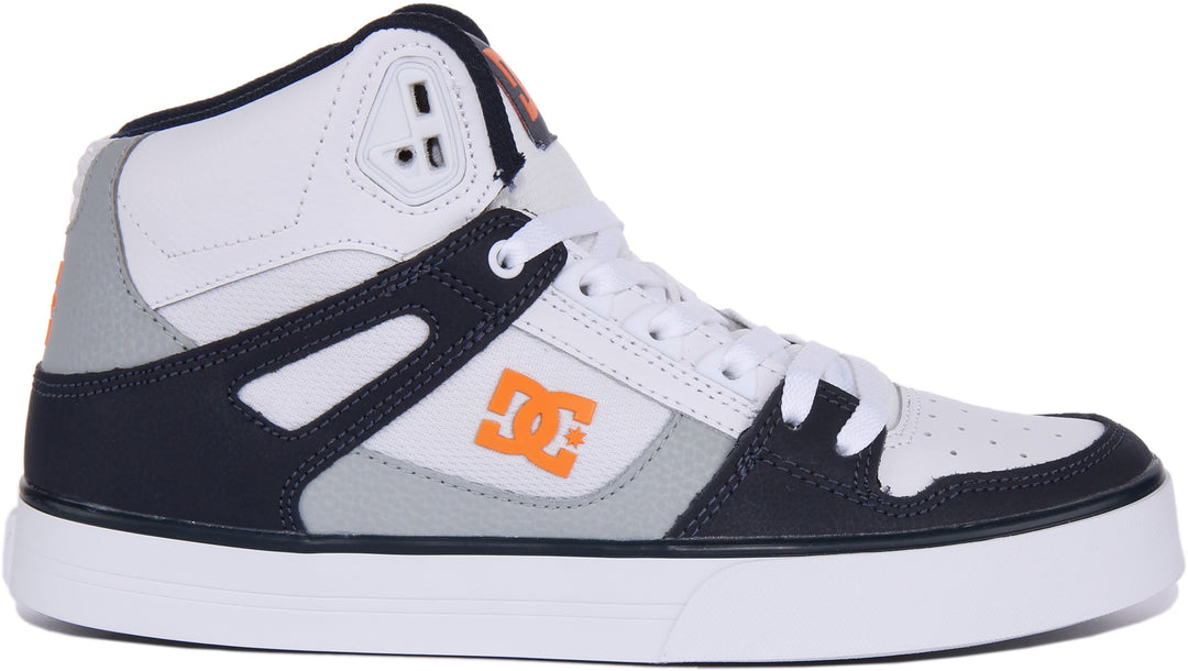 Dc Shoes Pure High Top In White Navy For Men