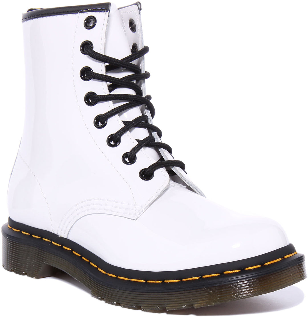 Martens 1460 W en patente blanca para mujeres Botas de
