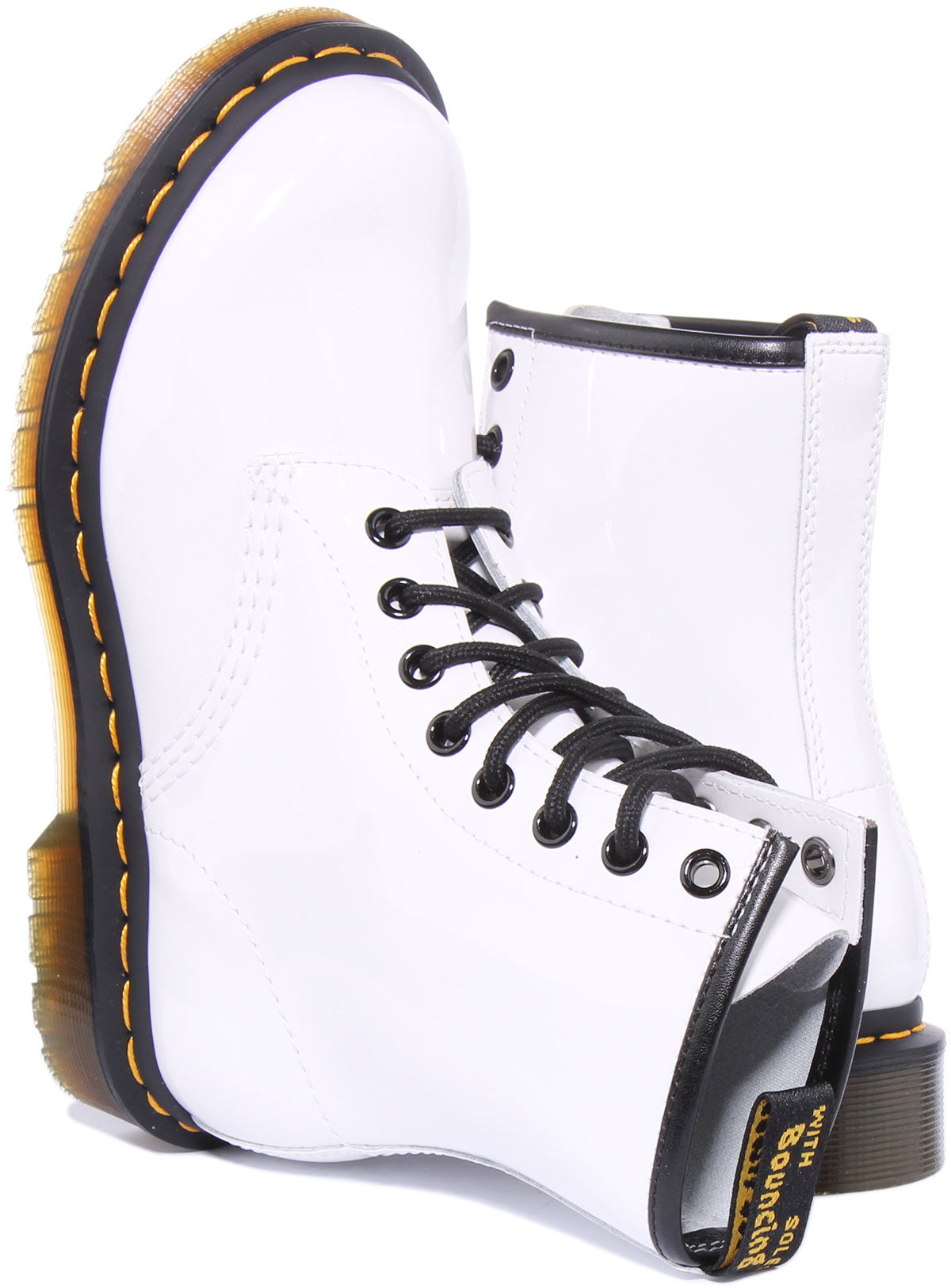 Dr Martens 1460 W In White Patent For Women Lace up Boots