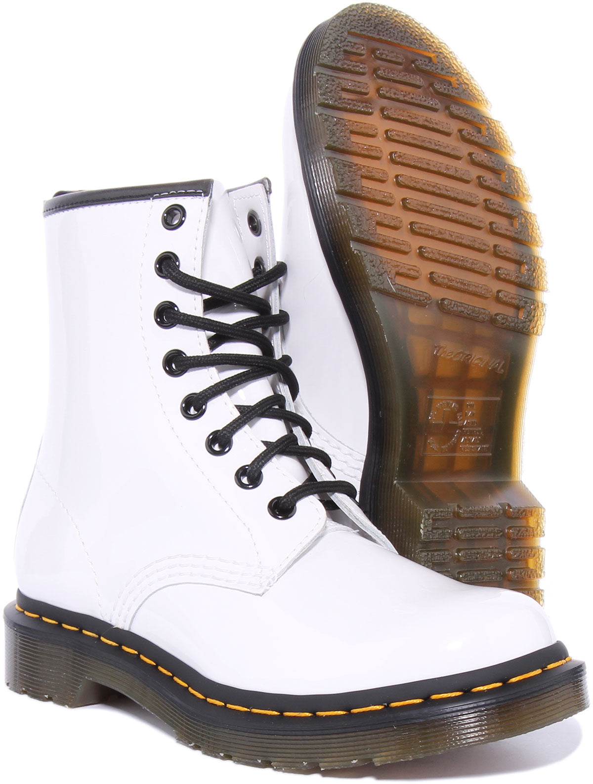 Dr Martens 1460 W In White Patent For Women Lace up Boots 4feetshoes