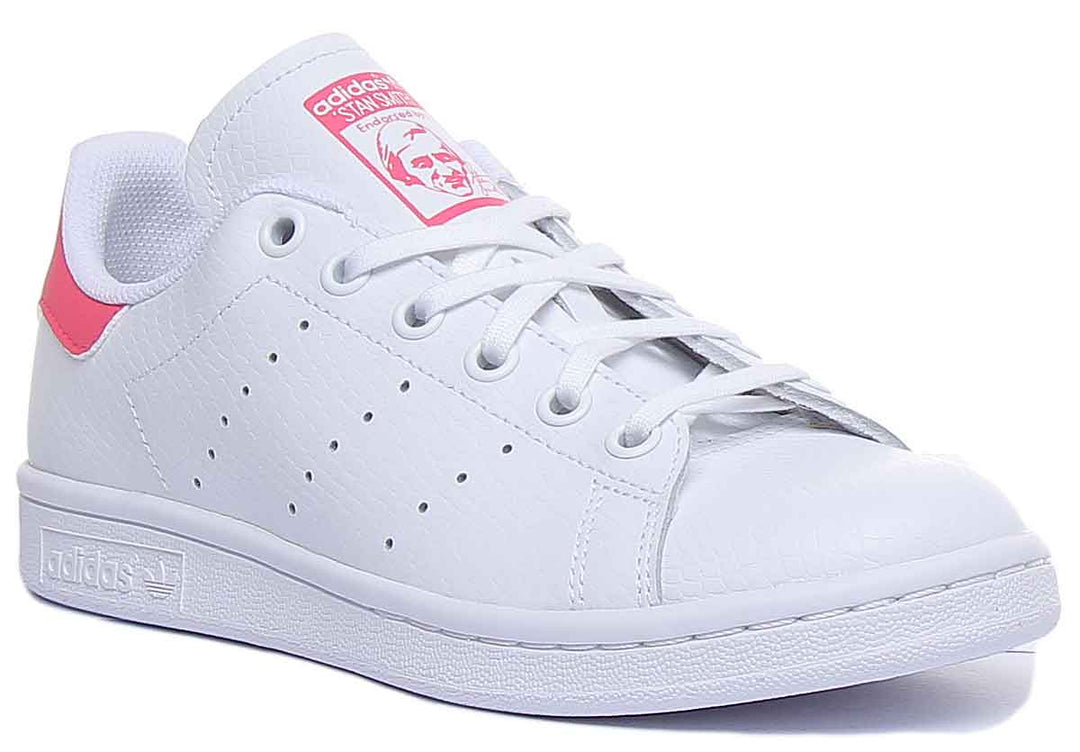 Adidas Stan Smith J Zapatillas de tenis clásicas para jóvenes en blanco rosa