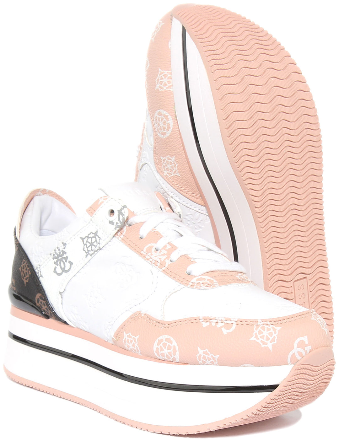 Guess Hindle 4G Platform In White Pink For Women