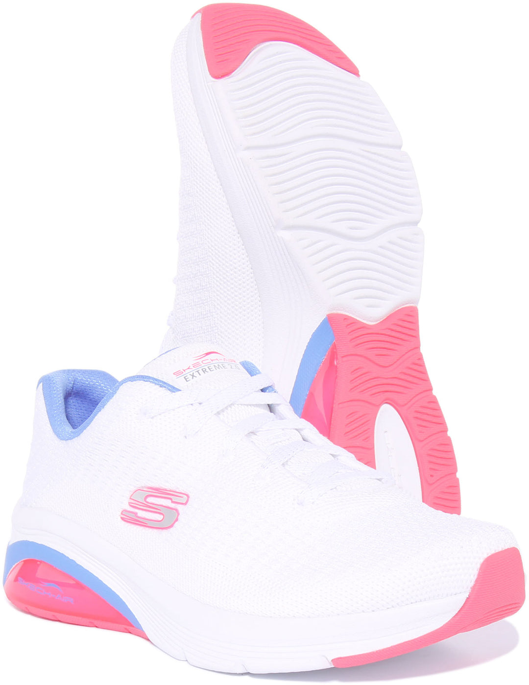 Skechers Skech Air Extreme 2.0Classic Vibe Zapatillas de malla con cordones para mujer en blanco rosa