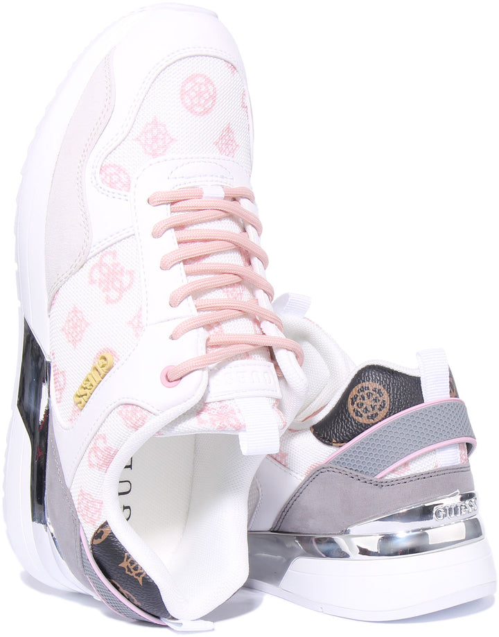 Guess Zapatillas de deporte inspiradas en el logo 4G de mujer en blanco rosa