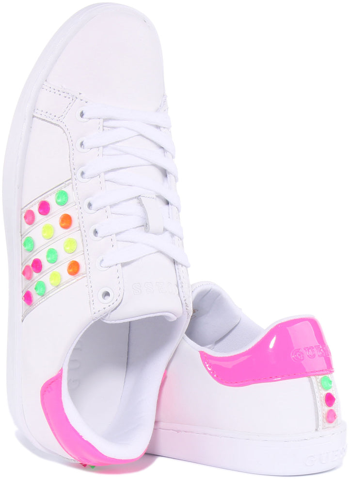 Guess Jacobb Studd In White Pink For Women