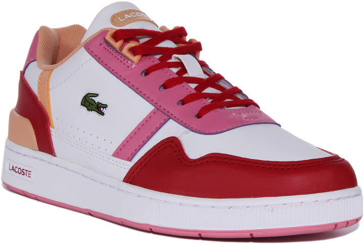 Lacoste T Clip Trainers In White Pink For Junior