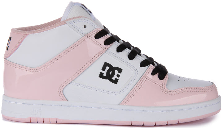 DC Shoes Manteca 4 Mid Frauen Schnürung Leder Synthetik Turnschuhe Weiß Rosa